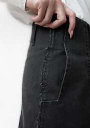 Hook And Eye Detail Tapered Leg Denim Pants