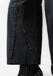 Hook And Eye Detail Tapered Leg Denim Pants