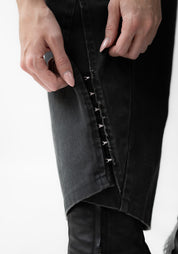 Hook And Eye Detail Tapered Leg Denim Pants