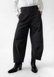 Hook And Eye Detail Tapered Leg Denim Pants