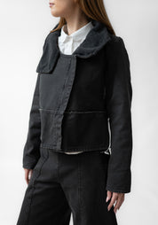 Hook And Eye Detail High Neck Denim Jacket - December Thieves