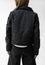 Hook And Eye Detail High Neck Denim Jacket - December Thieves
