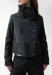 Hook And Eye Detail High Neck Denim Jacket - December Thieves