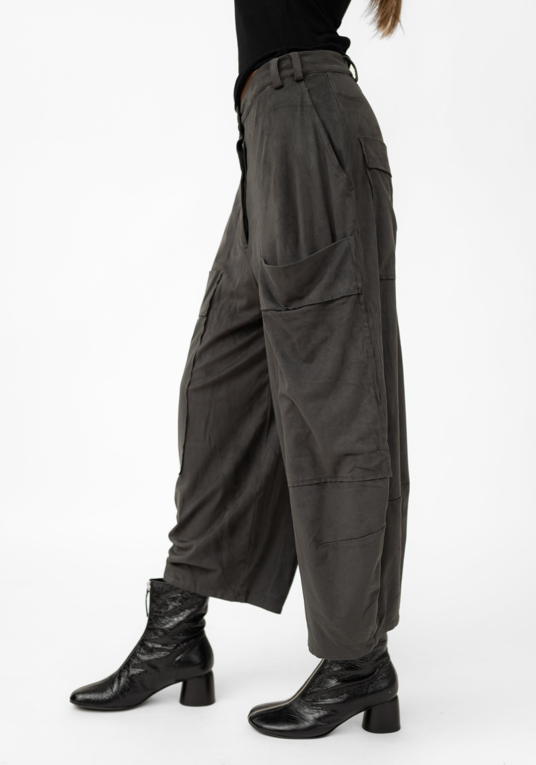 Bold Pocket Detail Faux Suede Pants - December Thieves