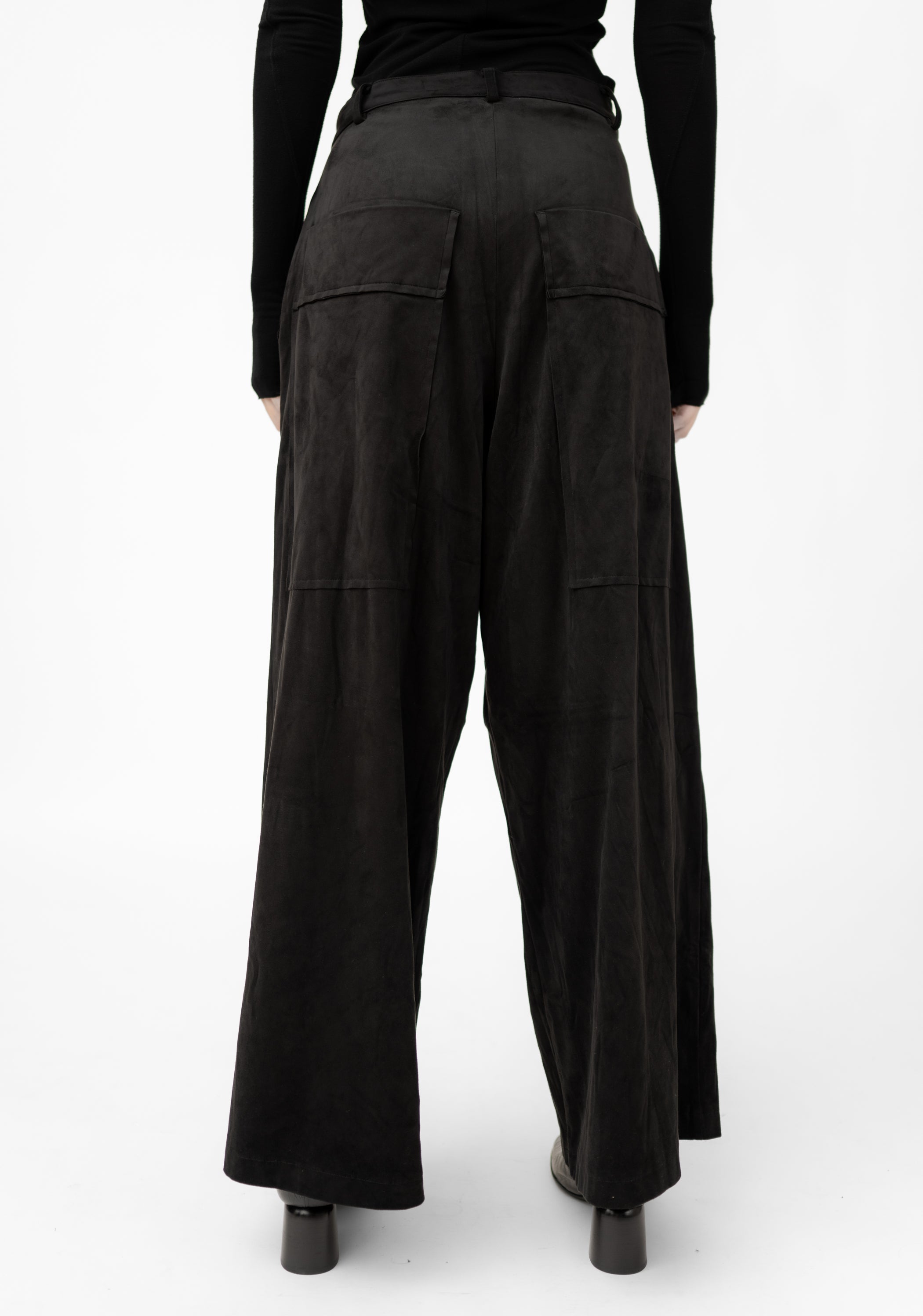 Faux Suede Drop Seat Straight Leg Pants - December Thieves