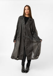 Sheer Silk Gathered Sleeve Maxi Coat - December Thieves