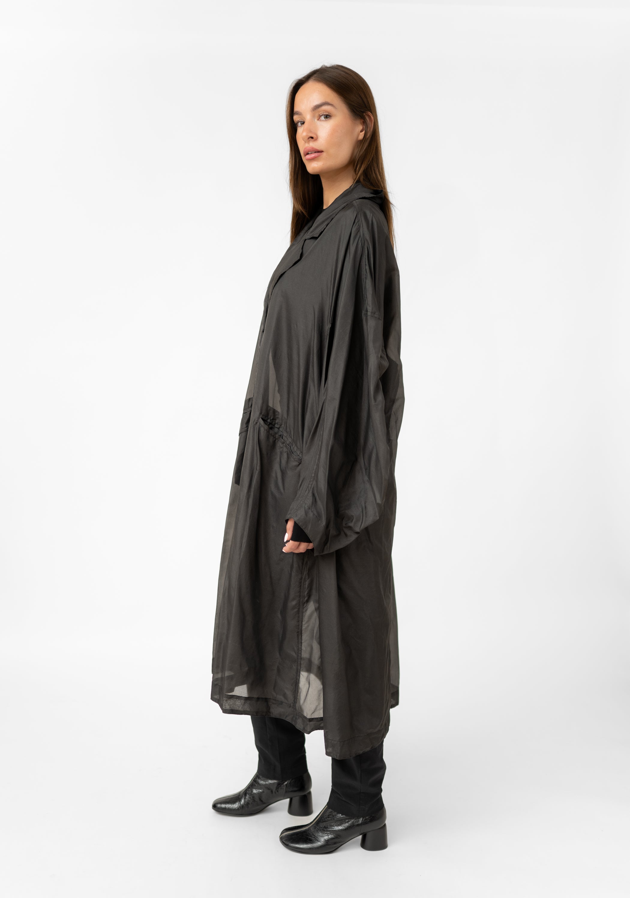 Sheer Silk Gathered Sleeve Maxi Coat - December Thieves
