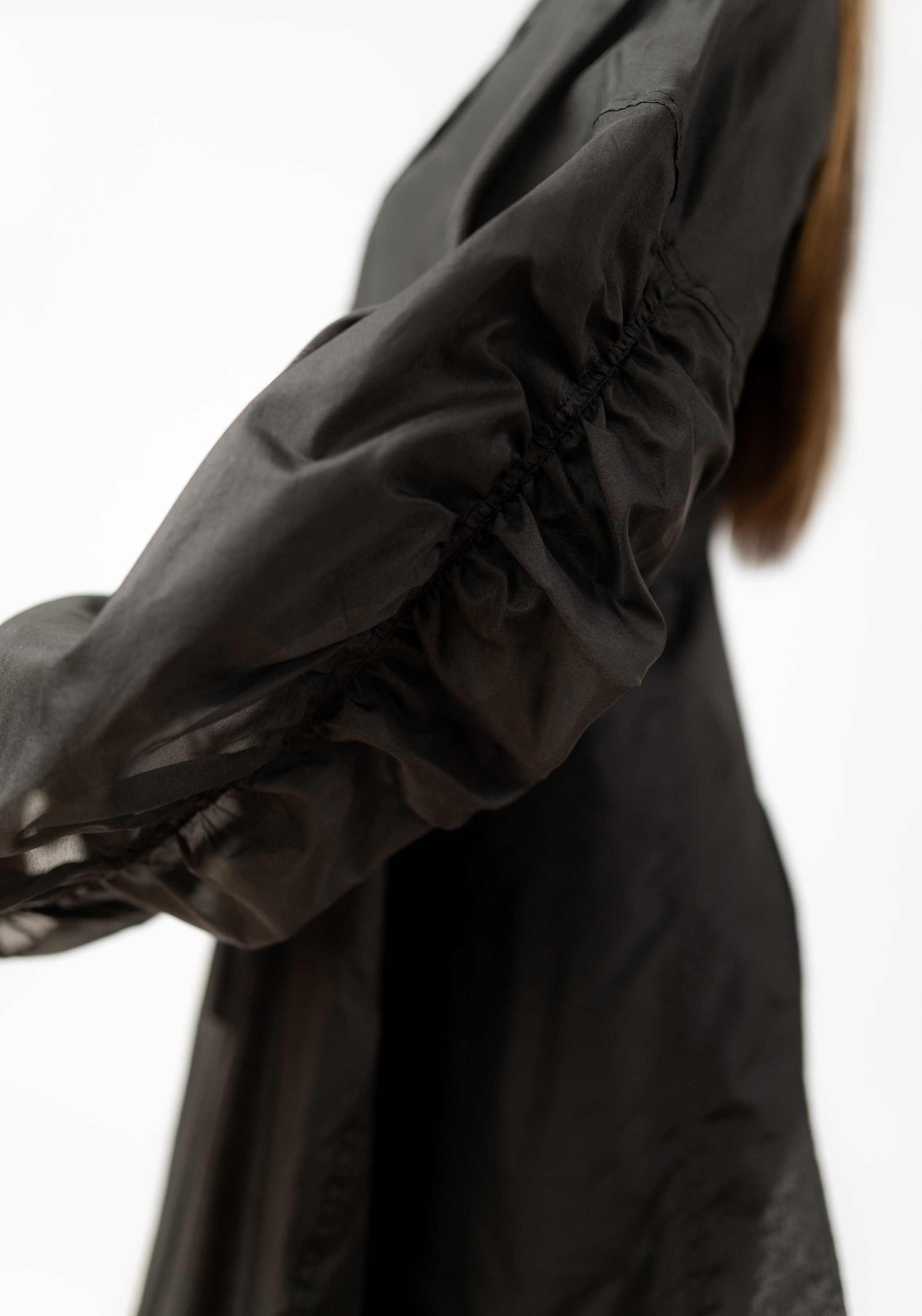 Sheer Silk Gathered Sleeve Maxi Coat - December Thieves