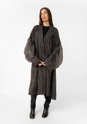 Sheer Silk Gathered Sleeve Maxi Coat - December Thieves