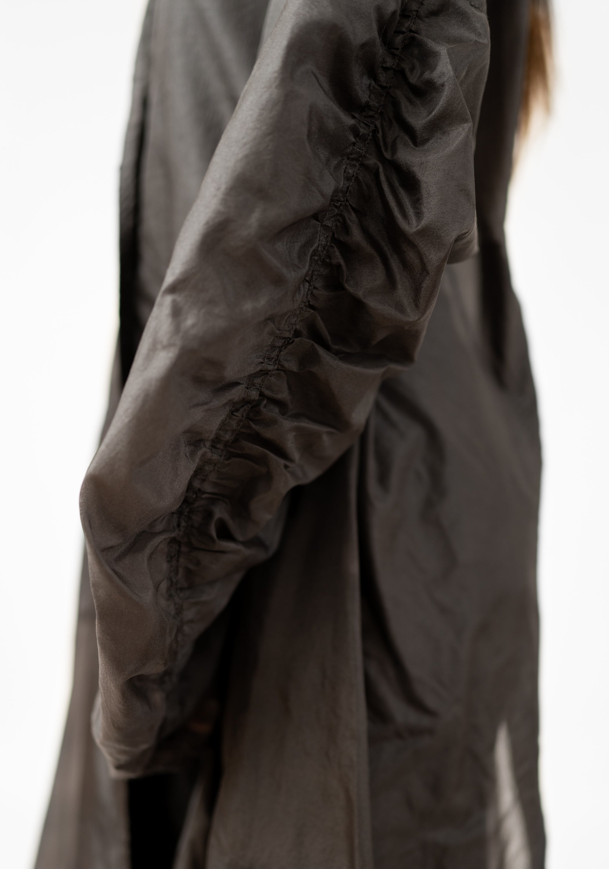 Sheer Silk Gathered Sleeve Maxi Coat - December Thieves
