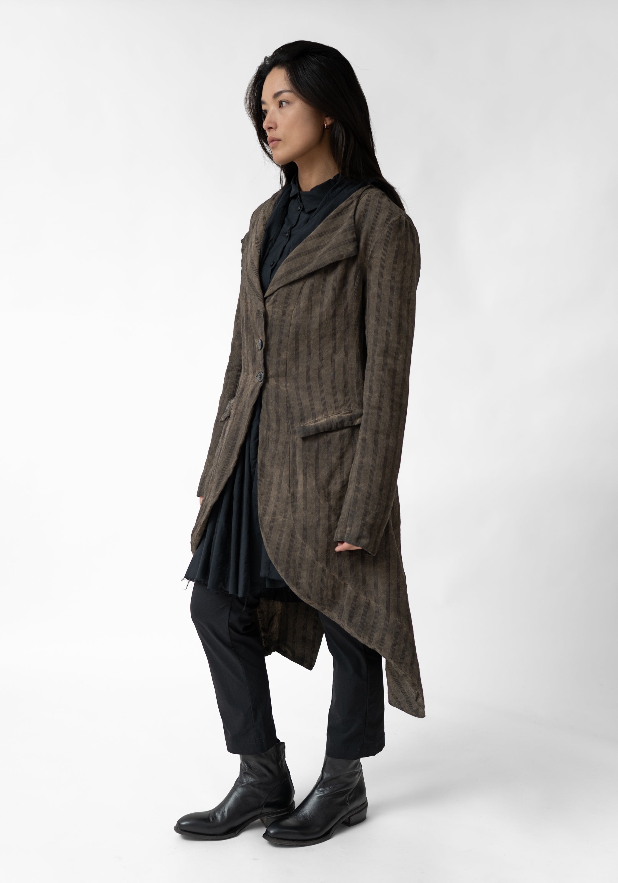 Tailored Linen and Wool Blend Riding Jacket
