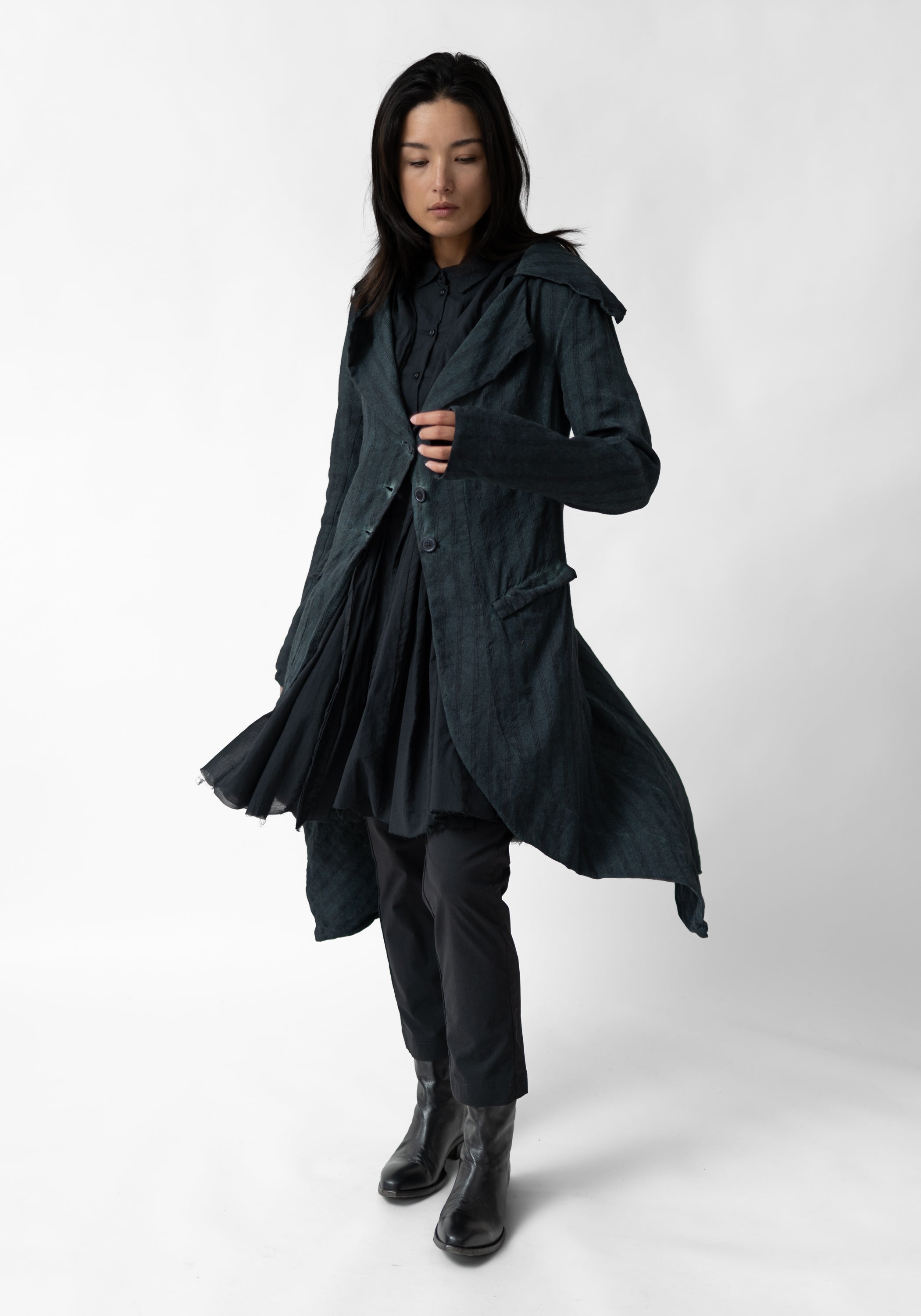 Tailored Linen and Wool Blend Riding Jacket