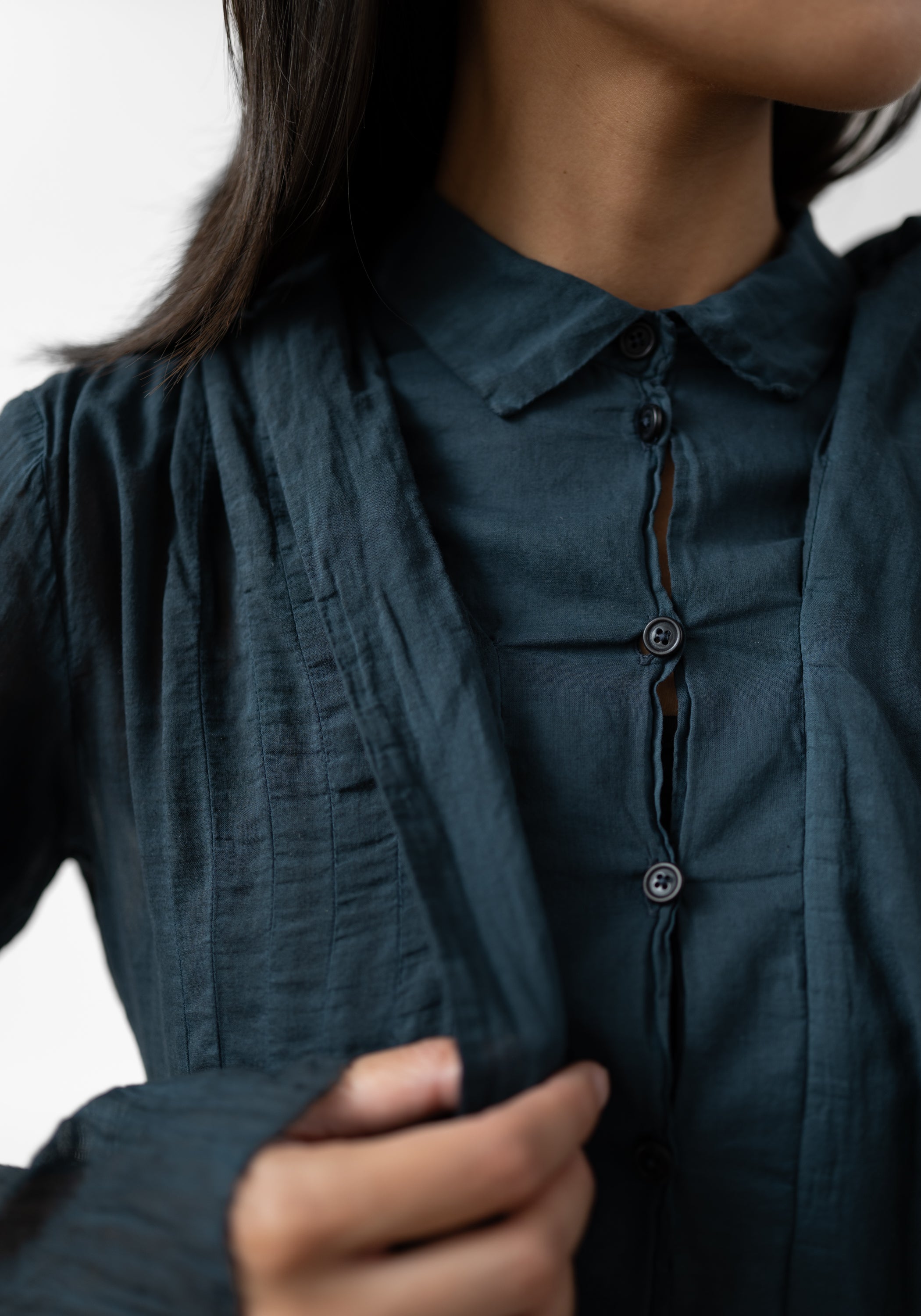 Draped Panel Front Hooded Tunic Blouse