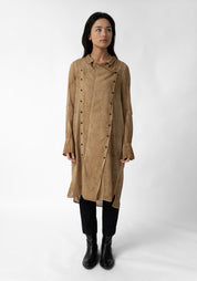 Double Breasted Button Front Shirt Dress
