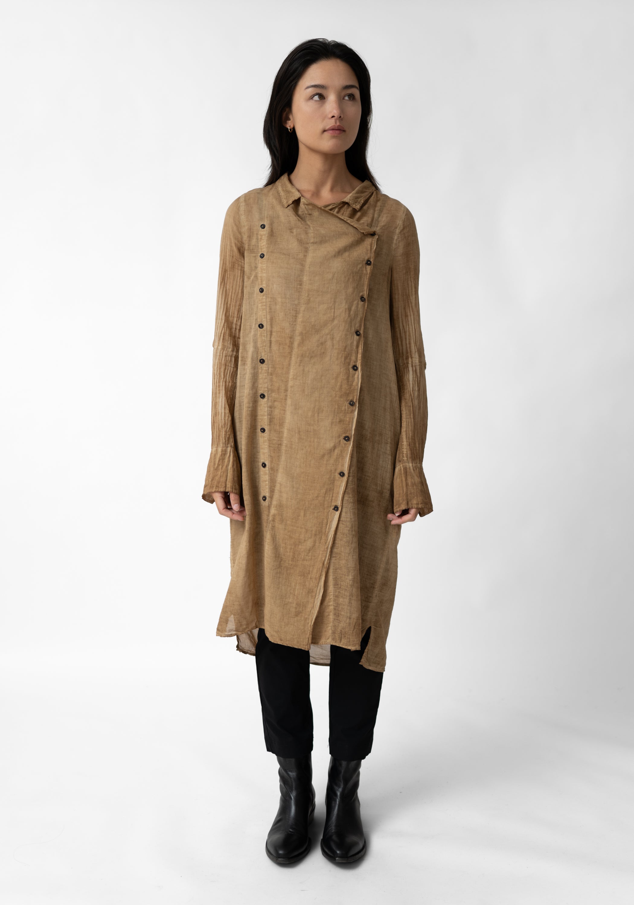 Double Breasted Button Front Shirt Dress