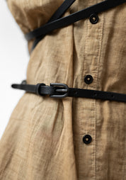 Thin Black Leather Wrap Belt