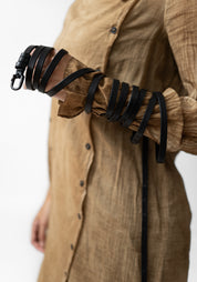Thin Black Leather Wrap Belt