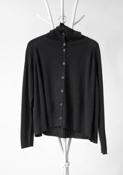 High Neck Wool Blend Cardigan