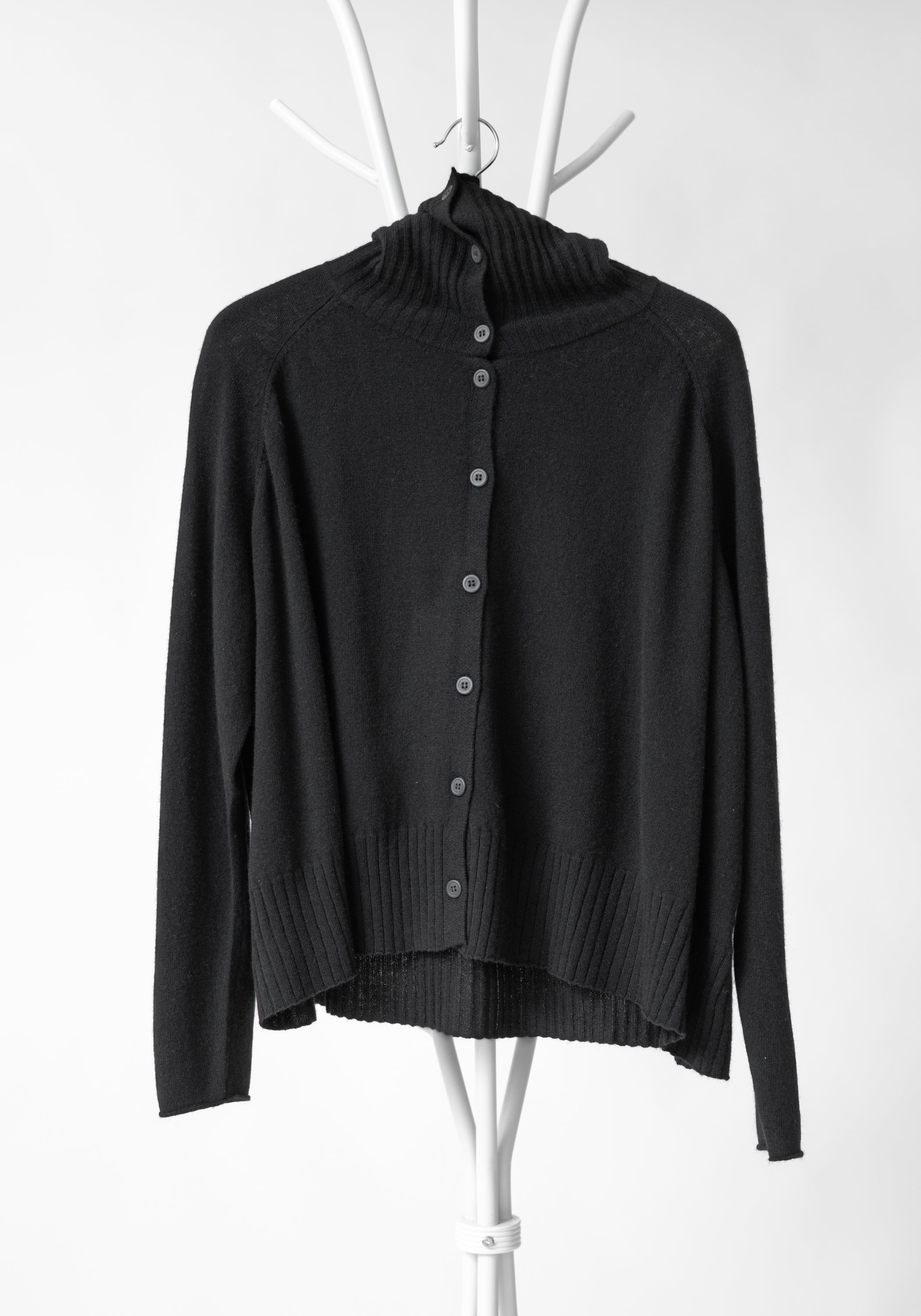 High Neck Wool Blend Cardigan