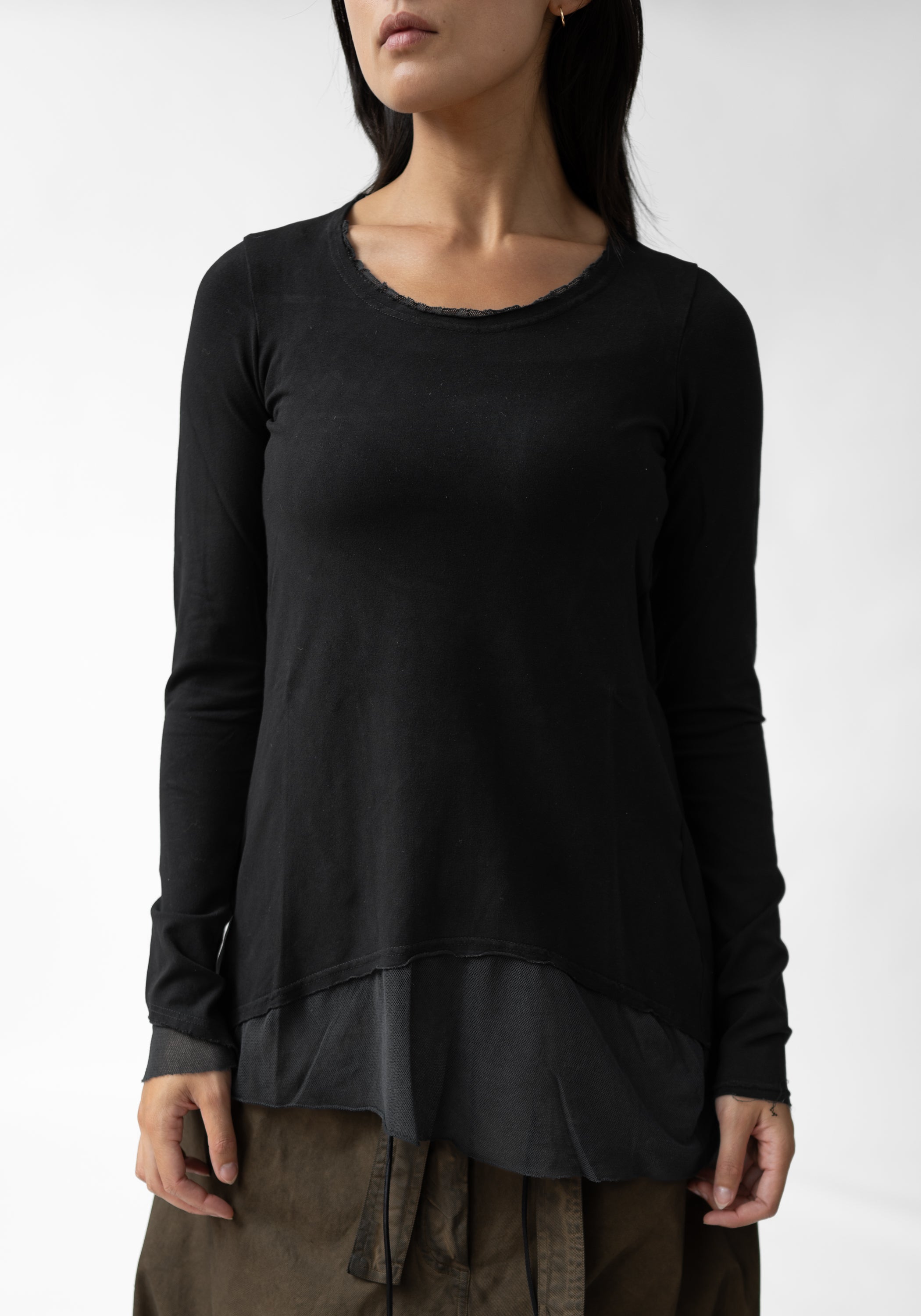 Fitted Mesh Details T-Shirt