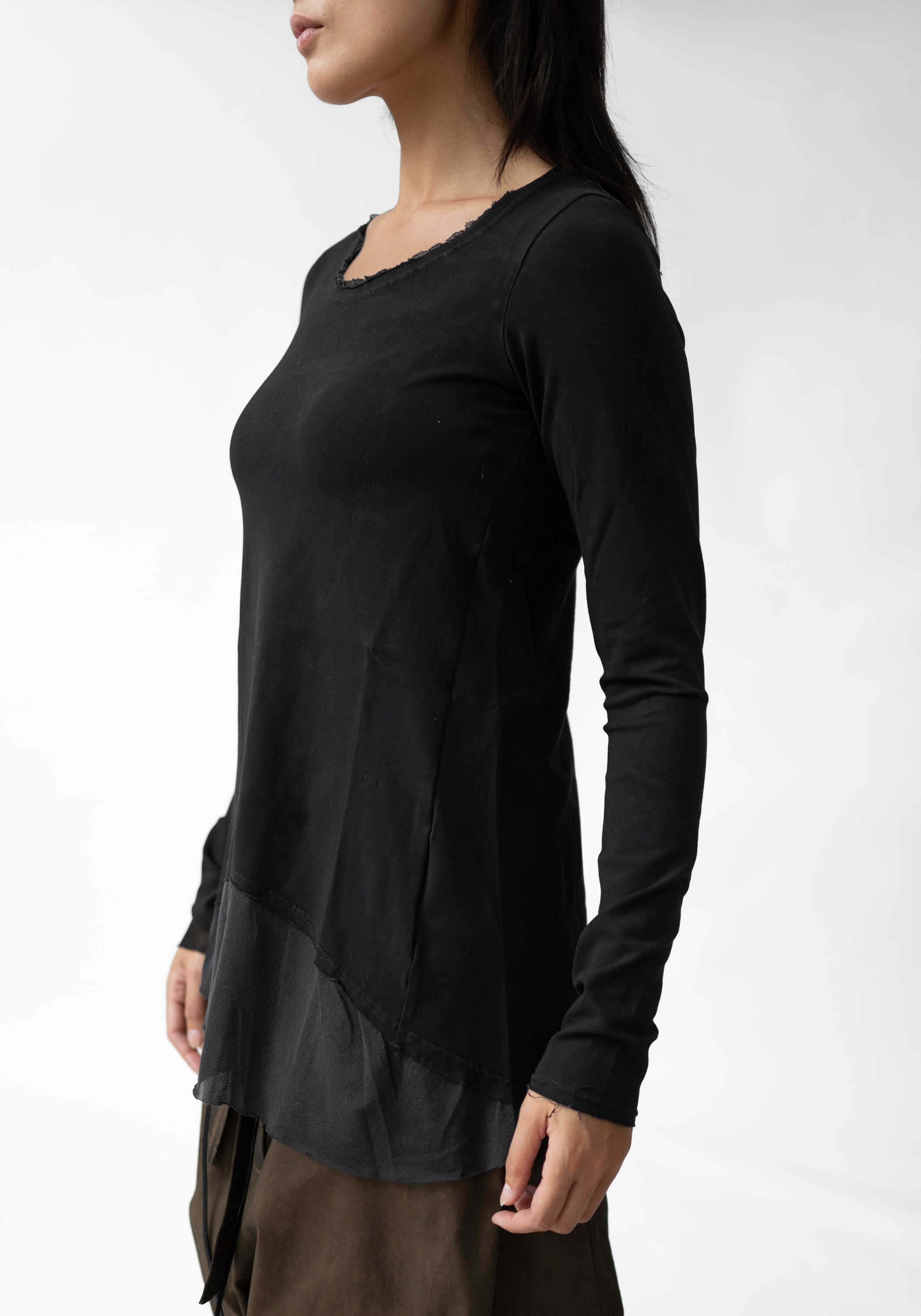 Fitted Mesh Details T-Shirt