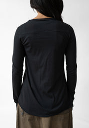 Asymmetric Ribbed Details Wool Blend T-Shirt