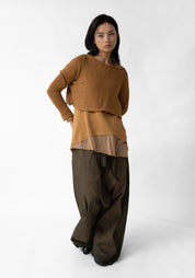 Cropped Linen Blend Knit Pullover