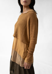 Cropped Linen Blend Knit Pullover