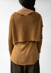 Cropped Linen Blend Knit Pullover
