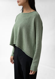 Asymmetric Linen Blend Knit Pullover