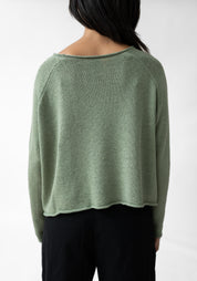 Asymmetric Linen Blend Knit Pullover