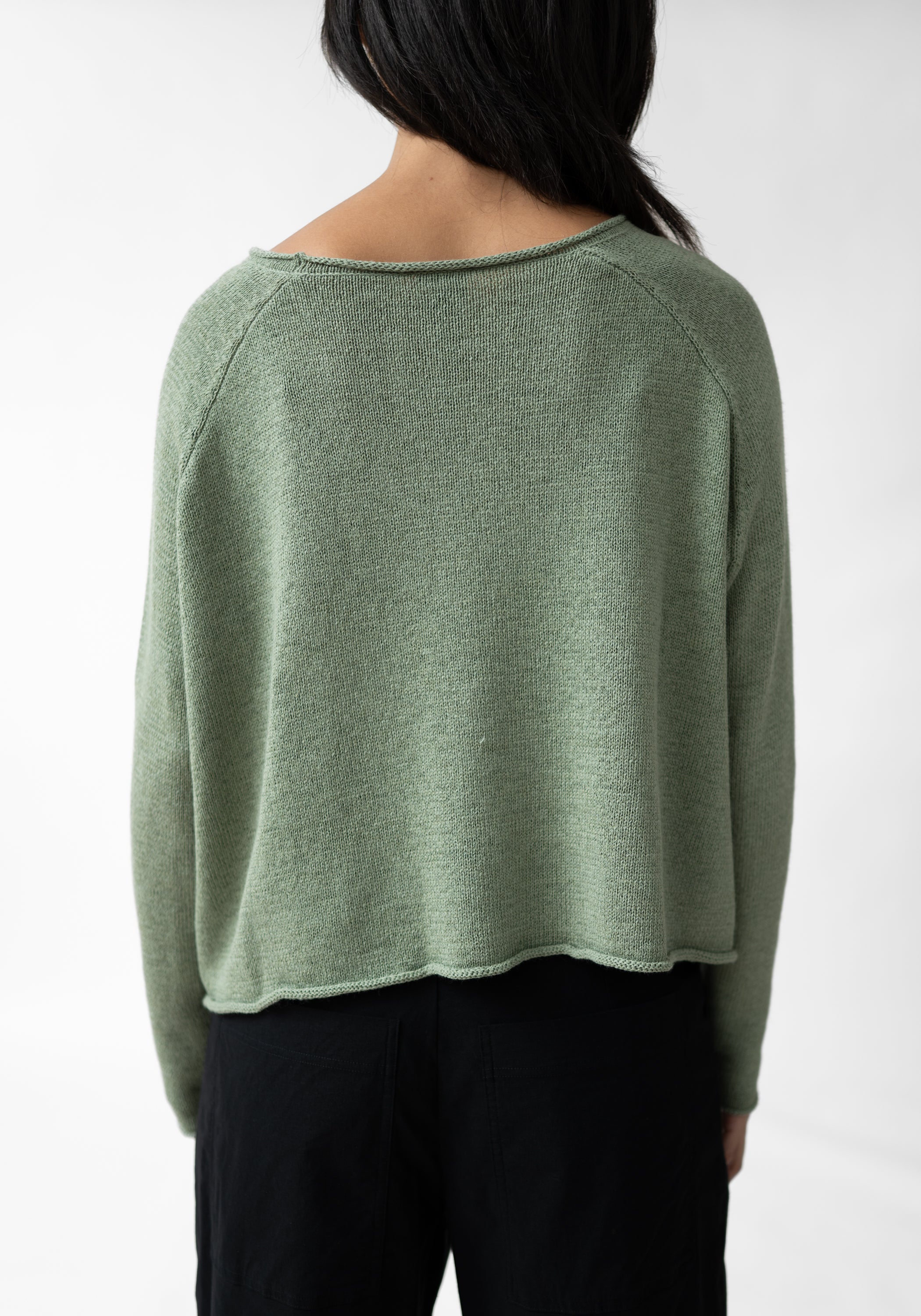 Asymmetric Linen Blend Knit Pullover