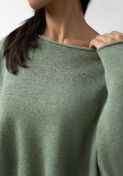 Asymmetric Linen Blend Knit Pullover