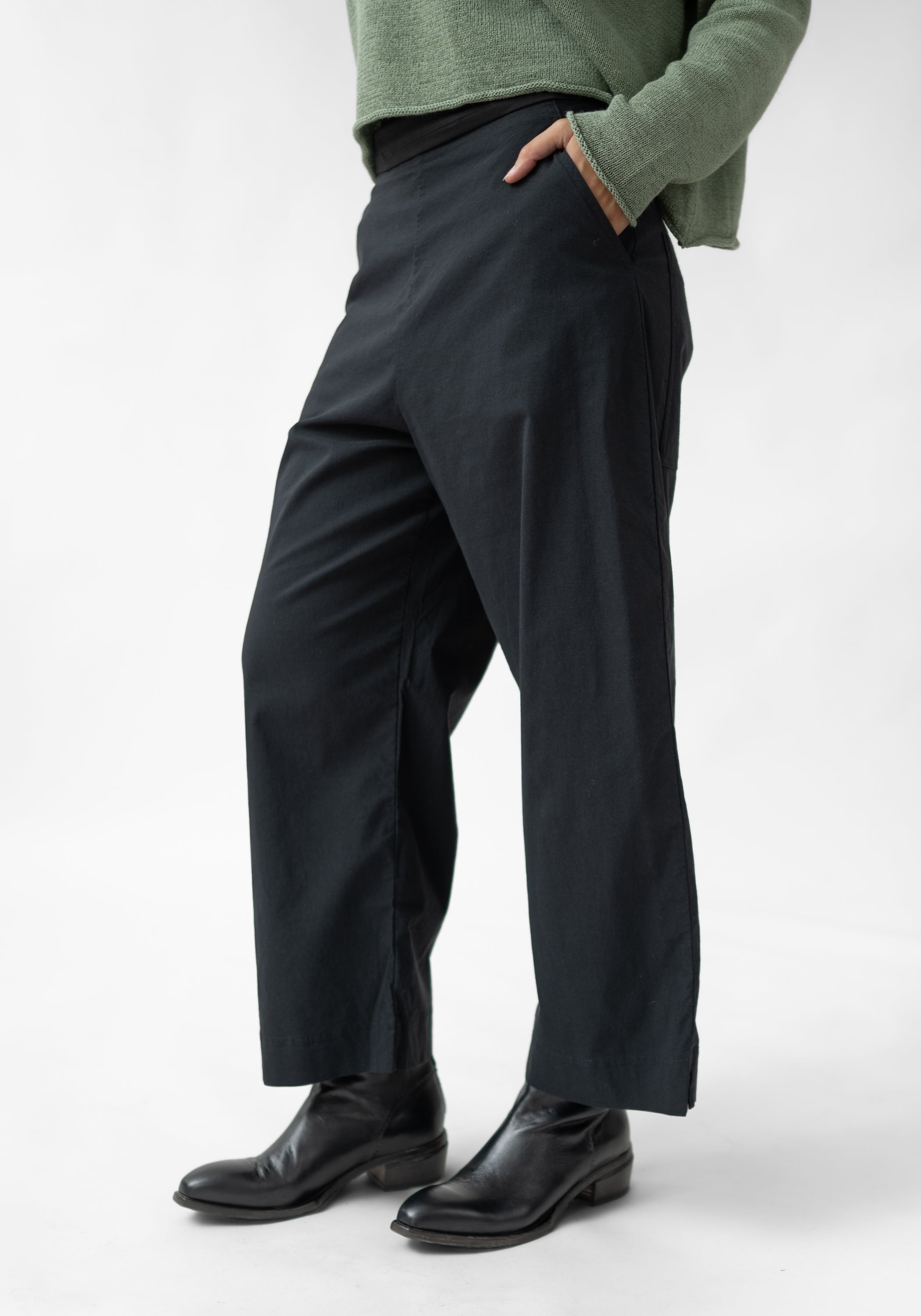 Wide Leg Cropped Stretch Pants