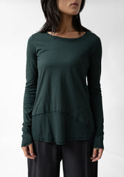 Asymmetric Ribbed Details Wool Blend T-Shirt