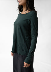 Asymmetric Ribbed Details Wool Blend T-Shirt