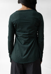 Asymmetric Ribbed Details Wool Blend T-Shirt