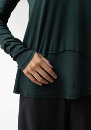 Asymmetric Ribbed Details Wool Blend T-Shirt
