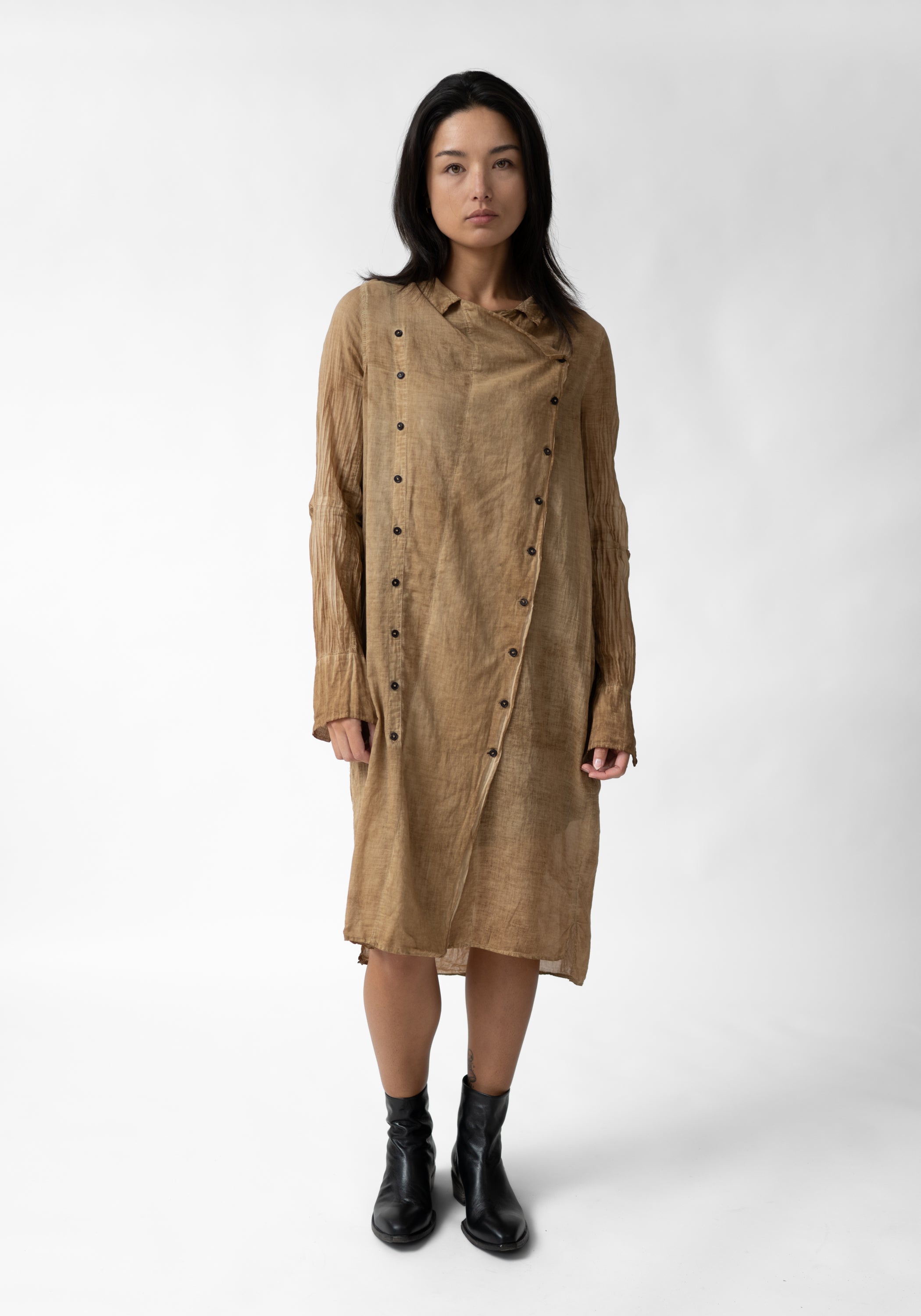 Double Breasted Button Front Shirt Dress