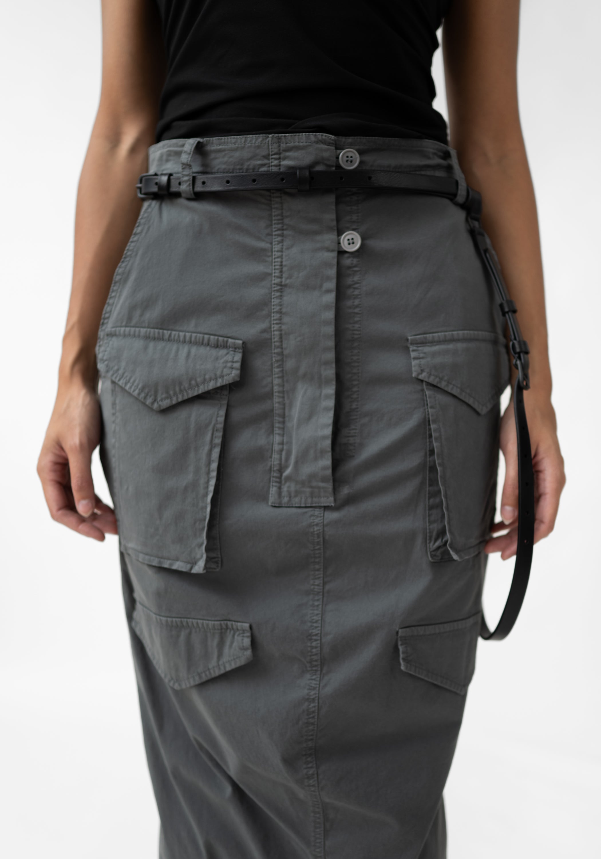 Black Leather Belt With Hanging Strap