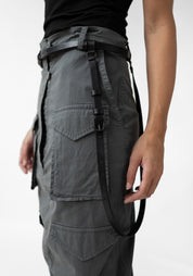 Black Leather Belt With Hanging Strap