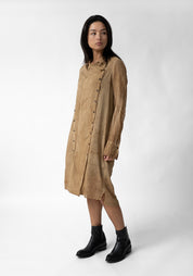 Double Breasted Button Front Shirt Dress