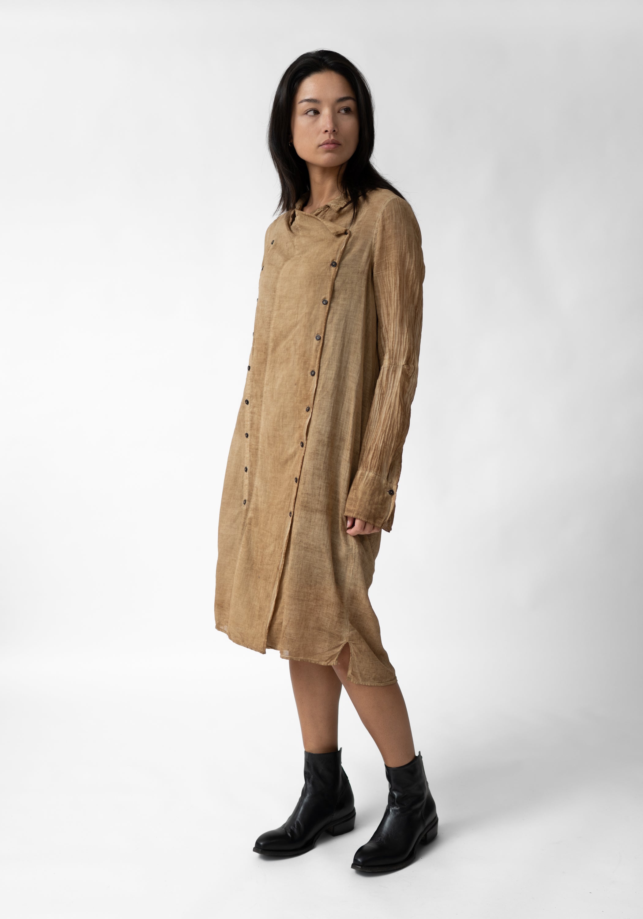 Double Breasted Button Front Shirt Dress