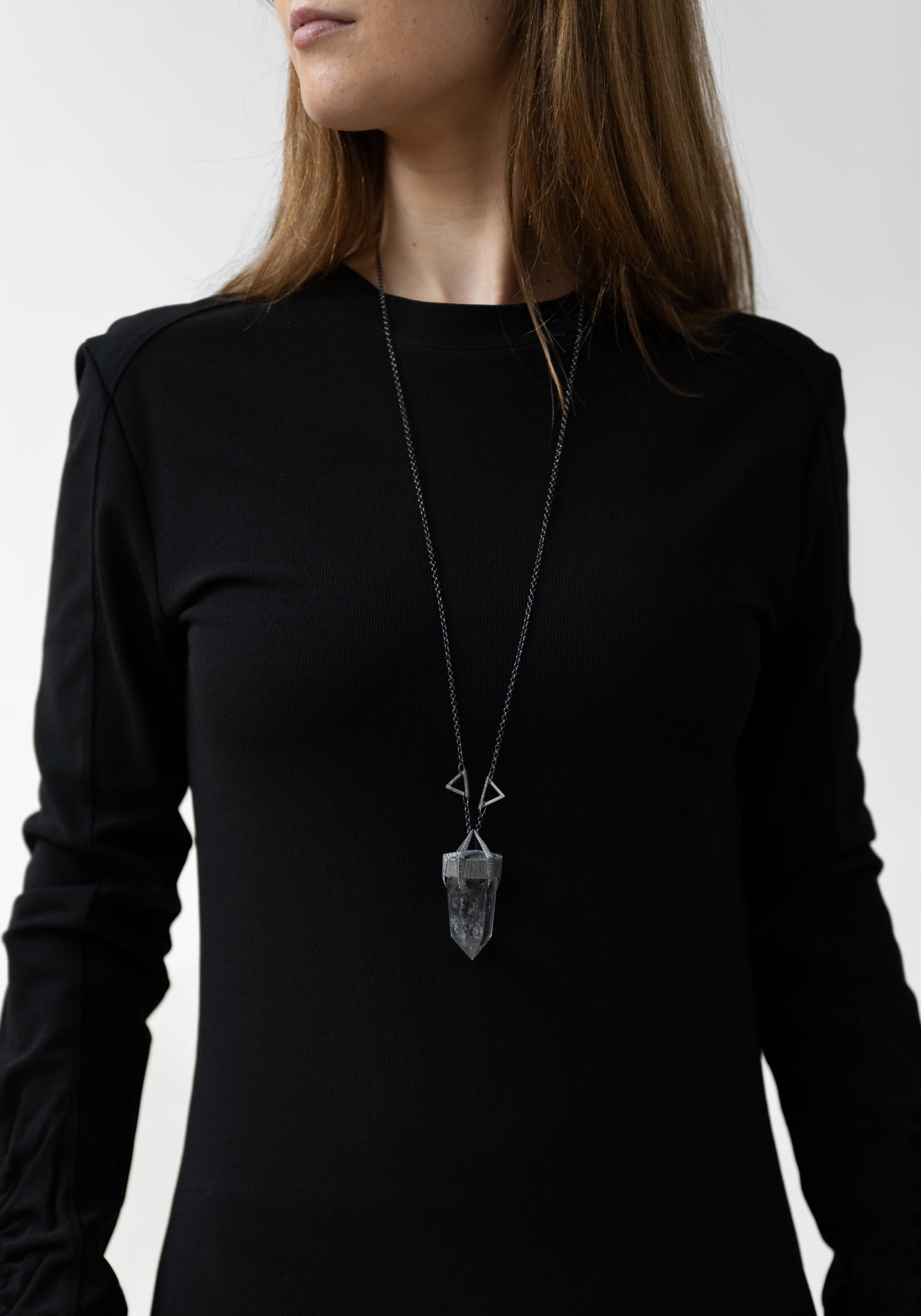 Everest Oxidized Sterling and Quartz Necklace