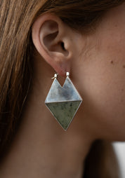 Inverted Peaks Sterling and Nephrite Jade Earrings