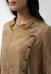 Double Breasted Button Front Shirt Dress