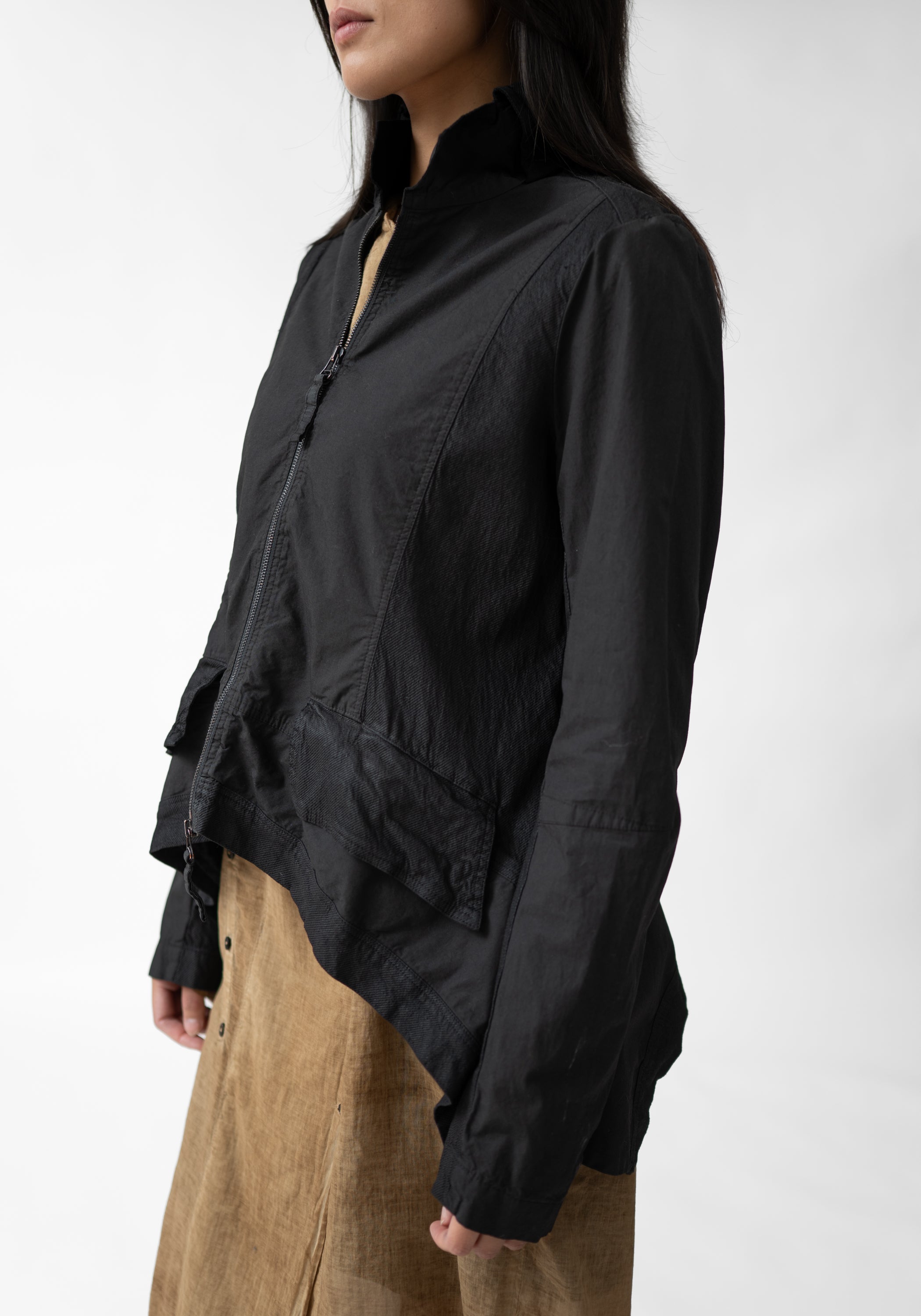 Textured Paneled Flared Hem Jacket