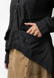 Textured Paneled Flared Hem Jacket