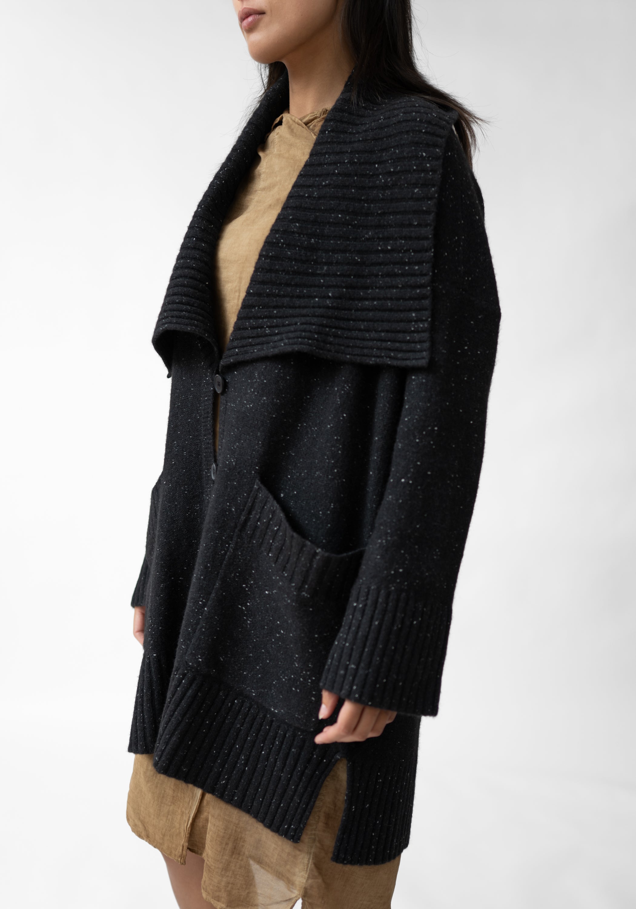 Oversized Wool Blend Knit Cardigan