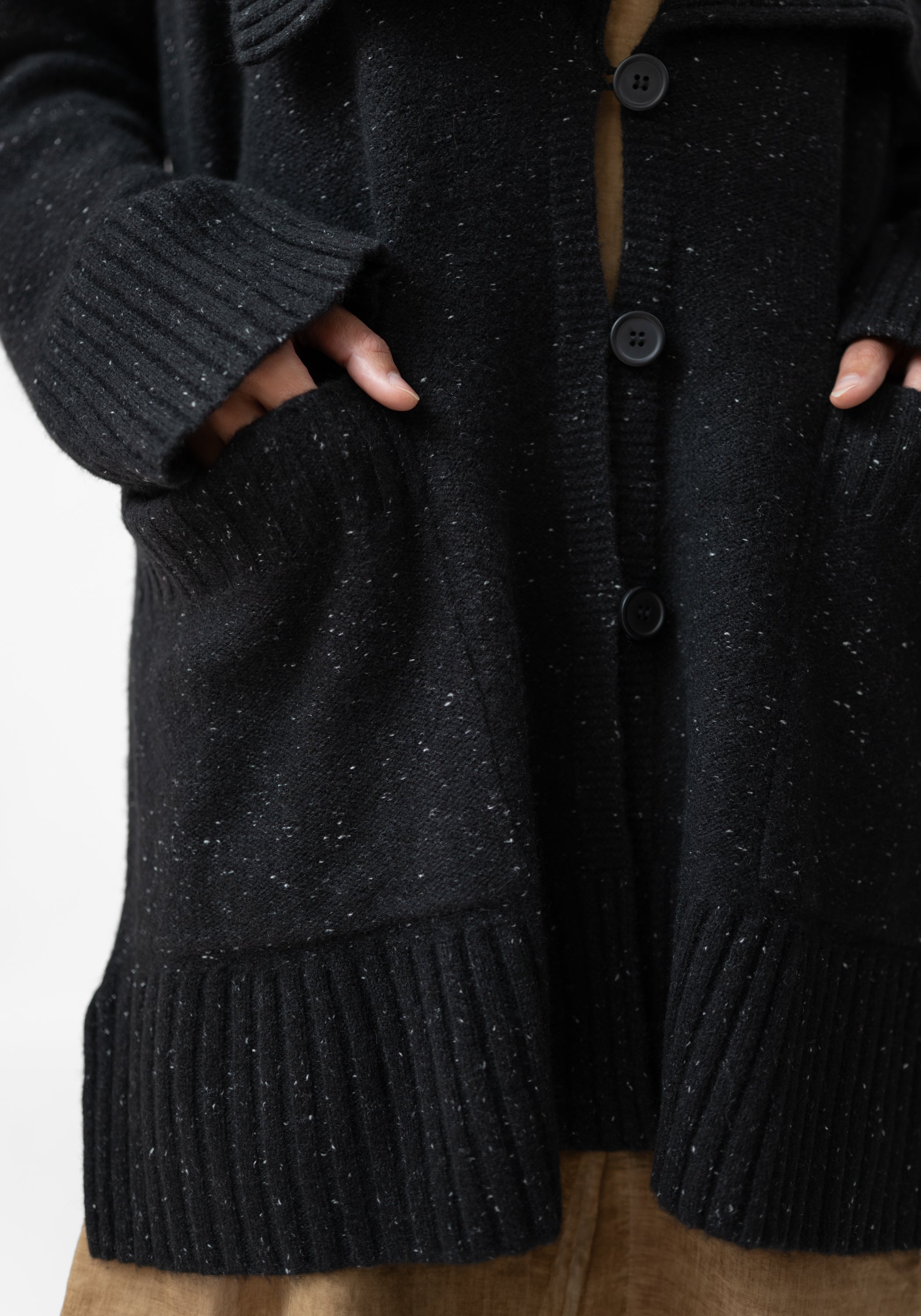 Oversized Wool Blend Knit Cardigan